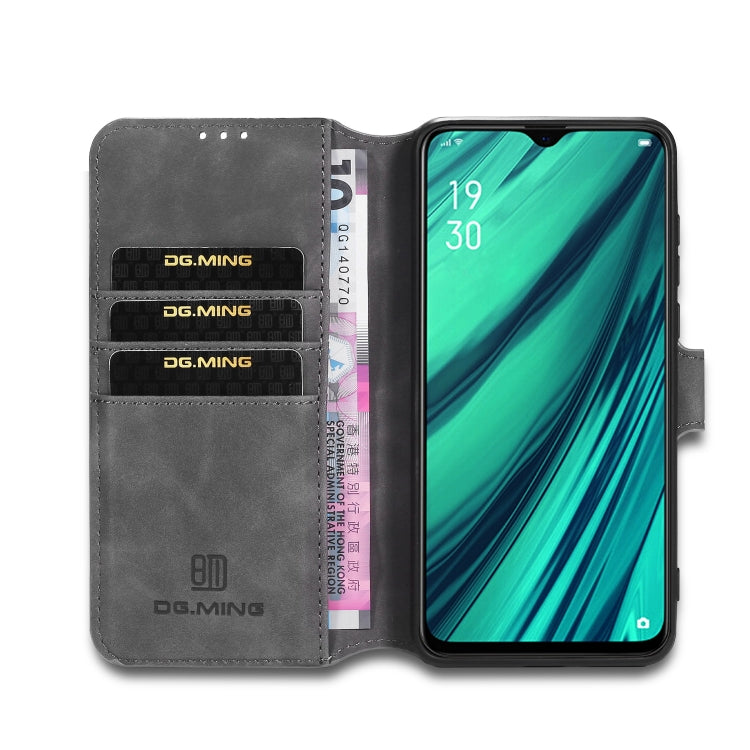 For OPPO A5 (2020) / A9 (2020) DG.MING Retro Oil Side Horizontal Flip Leather Case with Holder & Card Solt & Wallet