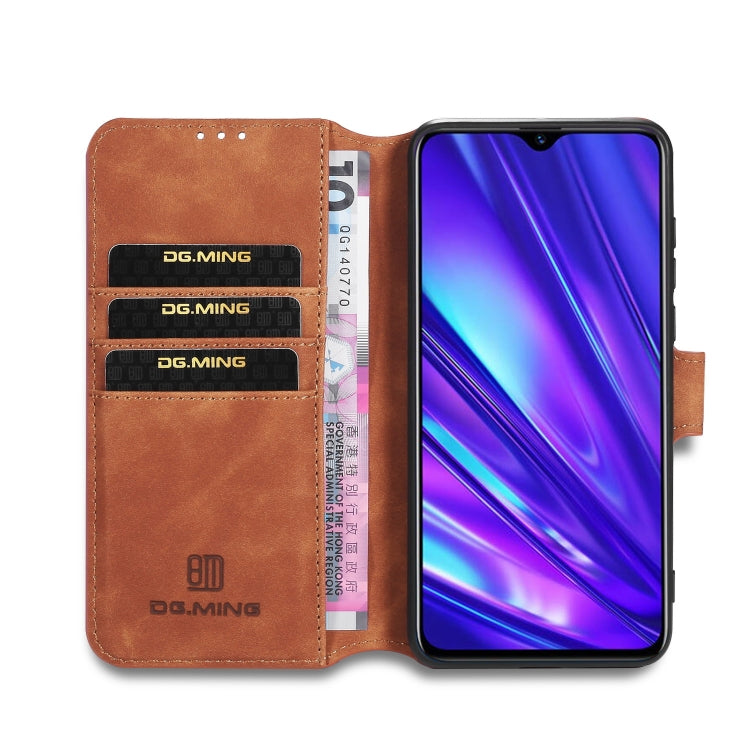 For OPPO Realme 5 Pro DG.MING Retro Oil Side Horizontal Flip Leather Case with Holder & Card Solt & Wallet
