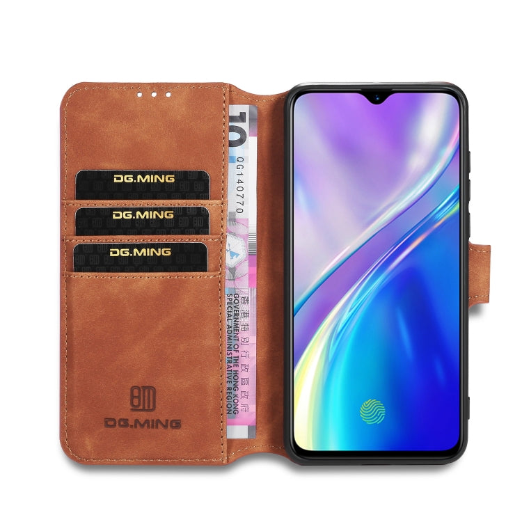 For OPPO Realme 6 DG.MING Retro Oil Side Horizontal Flip Leather Case with Holder & Card Solt & Wallet