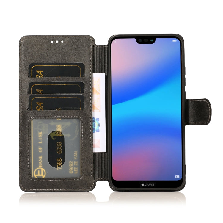 For Huawei P20 Lite Calf Texture Magnetic Buckle Horizontal Flip Leather Case with Holder & Card Slots & Wallet & Photo Frame