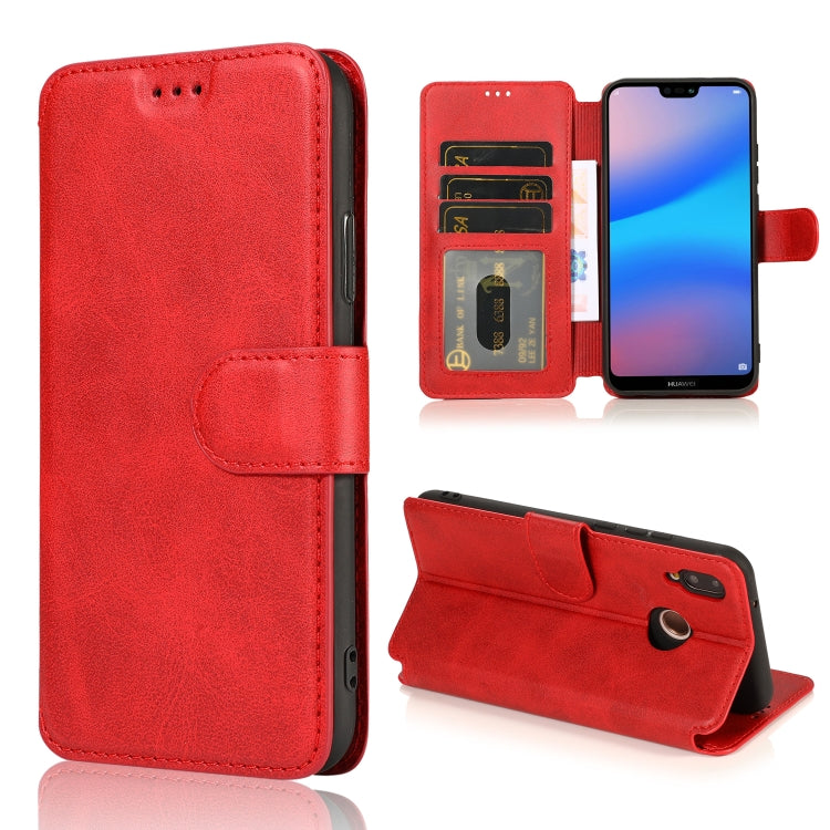 For Huawei P20 Lite Calf Texture Magnetic Buckle Horizontal Flip Leather Case with Holder & Card Slots & Wallet & Photo Frame