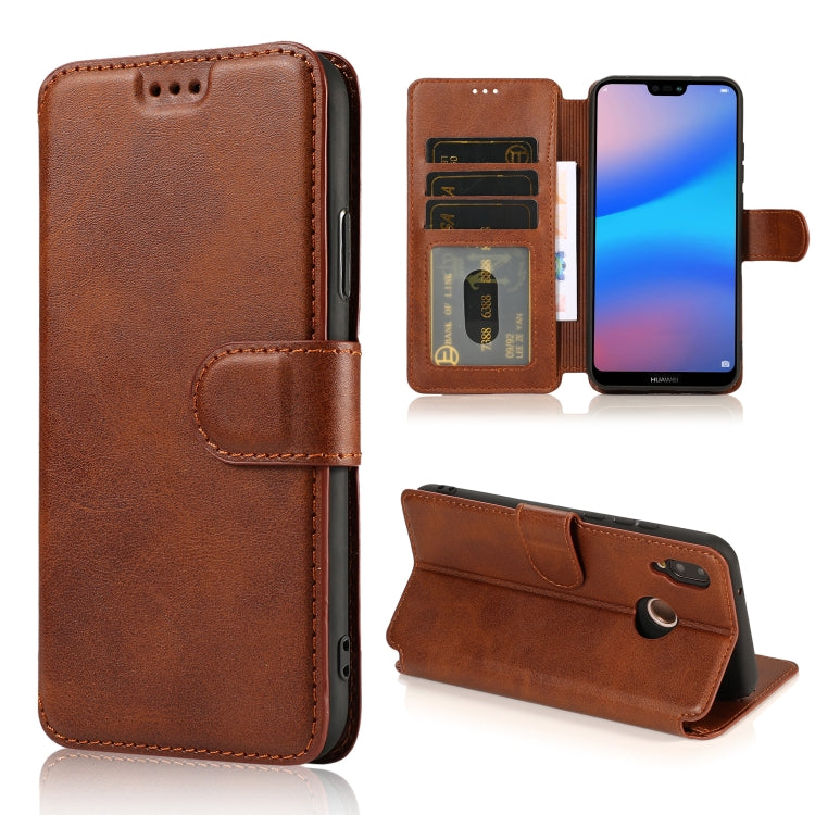 For Huawei P20 Lite Calf Texture Magnetic Buckle Horizontal Flip Leather Case with Holder & Card Slots & Wallet & Photo Frame