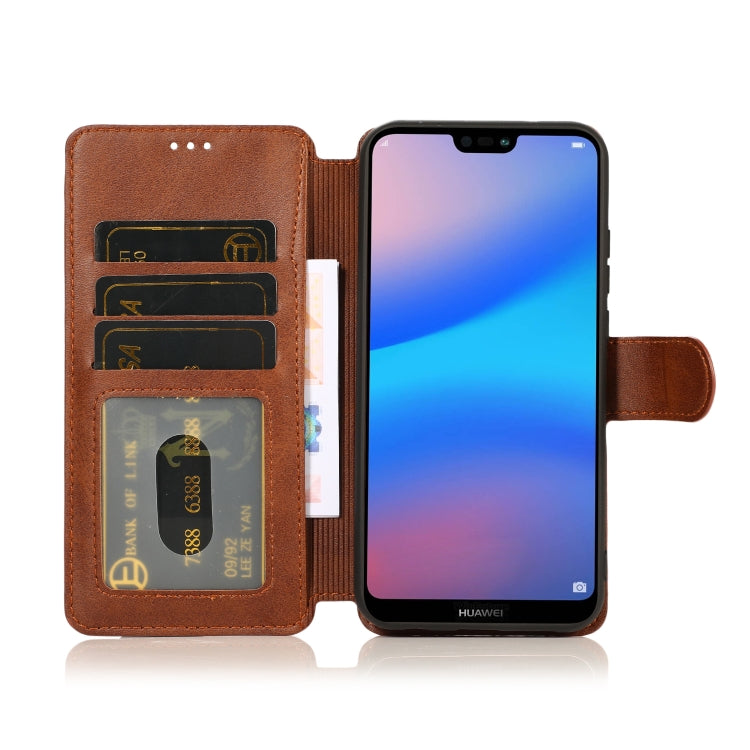 For Huawei P20 Lite Calf Texture Magnetic Buckle Horizontal Flip Leather Case with Holder & Card Slots & Wallet & Photo Frame