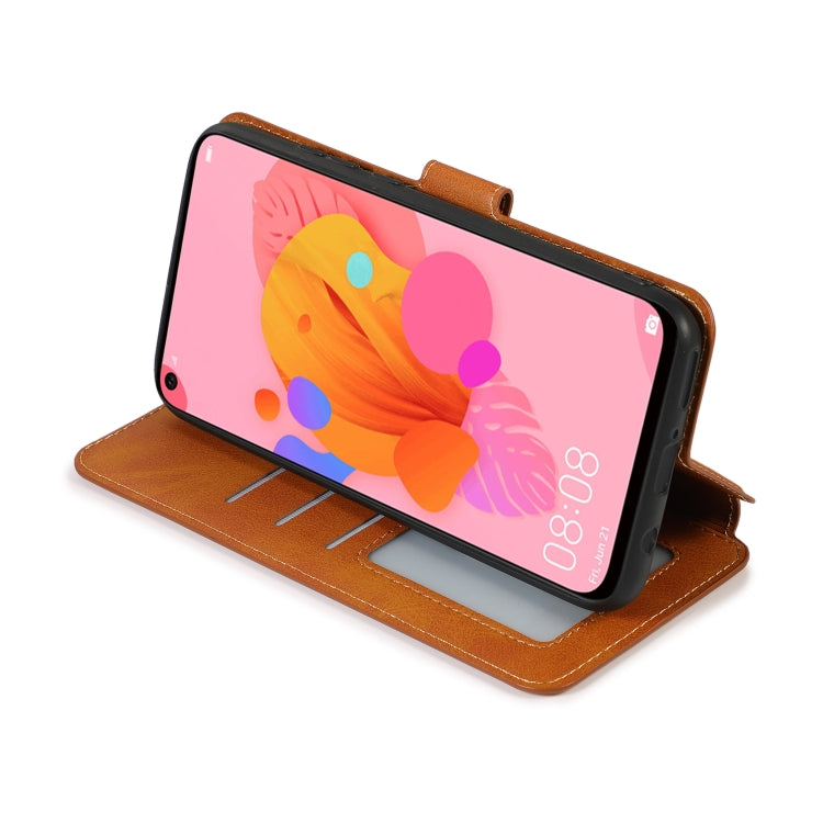 For Huawei P20 Lite 2019 Calf Texture Magnetic Buckle Horizontal Flip Leather Case with Holder & Card Slots & Wallet & Photo Frame