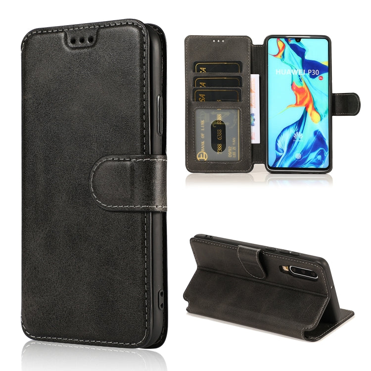 For Huawei P30 Calf Texture Magnetic Buckle Horizontal Flip Leather Case with Holder & Card Slots & Wallet & Photo Frame