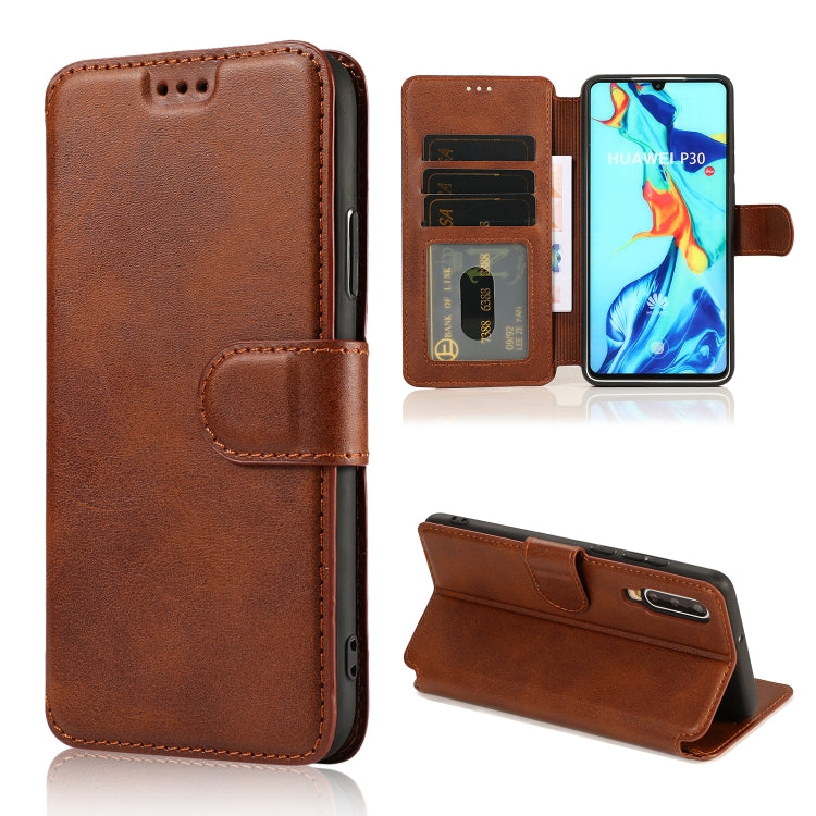 For Huawei P30 Calf Texture Magnetic Buckle Horizontal Flip Leather Case with Holder & Card Slots & Wallet & Photo Frame