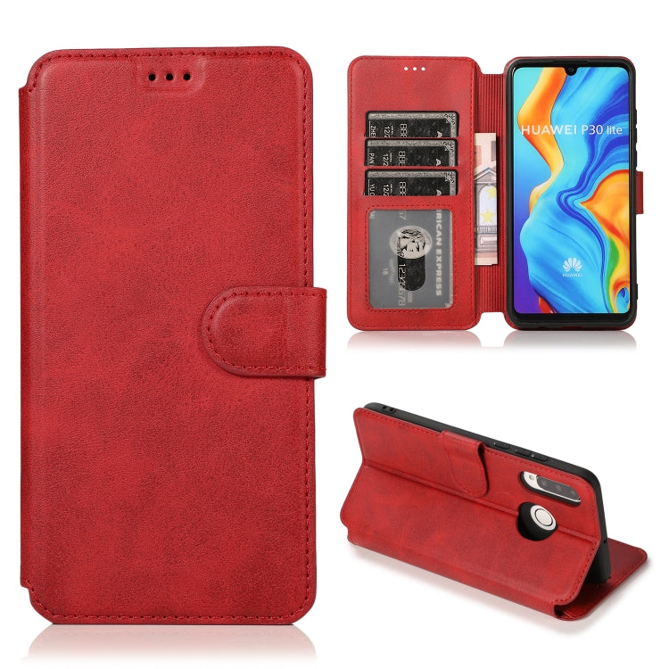 For Huawei P30 Lite Calf Texture Magnetic Buckle Horizontal Flip Leather Case with Holder & Card Slots & Wallet & Photo Frame
