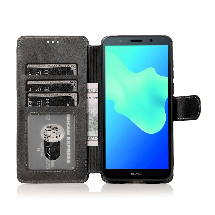 For Huawei Y5 2018 Calf Texture Magnetic Buckle Horizontal Flip Leather Case with Holder & Card Slots & Wallet & Photo Frame