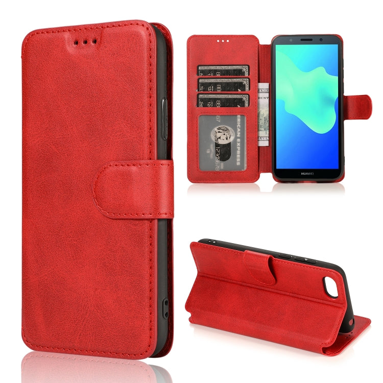 For Huawei Y5 2018 Calf Texture Magnetic Buckle Horizontal Flip Leather Case with Holder & Card Slots & Wallet & Photo Frame