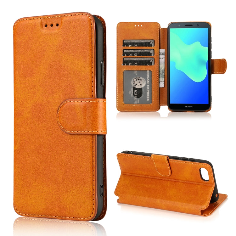 For Huawei Y5 2018 Calf Texture Magnetic Buckle Horizontal Flip Leather Case with Holder & Card Slots & Wallet & Photo Frame