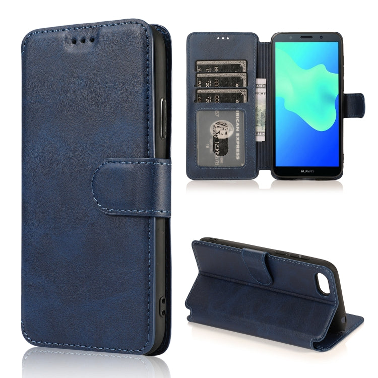 For Huawei Y5 2018 Calf Texture Magnetic Buckle Horizontal Flip Leather Case with Holder & Card Slots & Wallet & Photo Frame