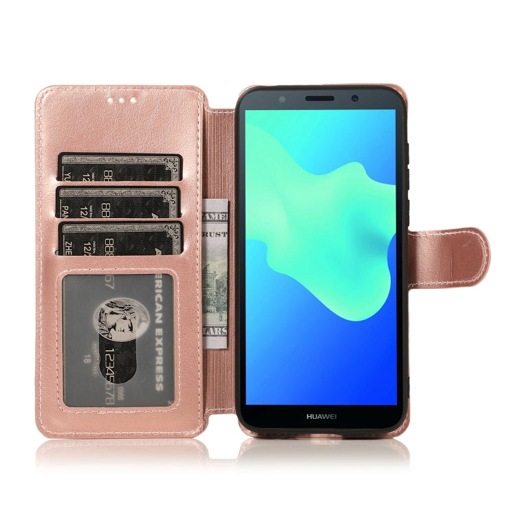 For Huawei Y5 2018 Calf Texture Magnetic Buckle Horizontal Flip Leather Case with Holder & Card Slots & Wallet & Photo Frame