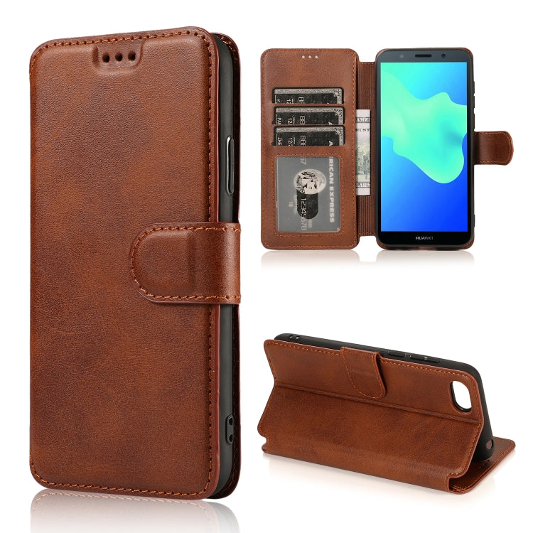 For Huawei Y5 2018 Calf Texture Magnetic Buckle Horizontal Flip Leather Case with Holder & Card Slots & Wallet & Photo Frame