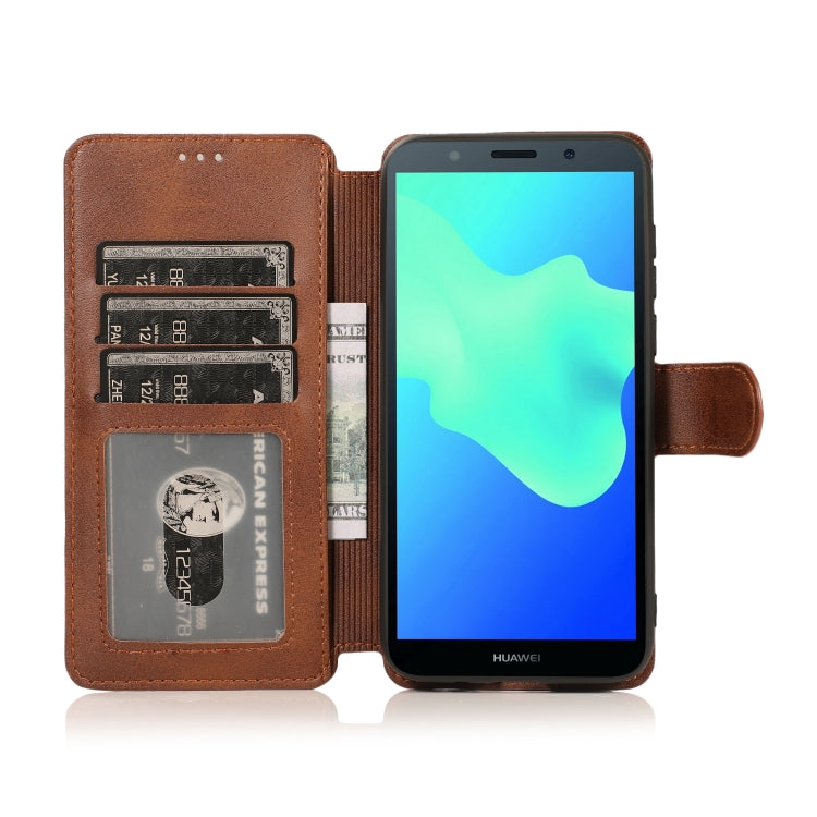 For Huawei Y5 2018 Calf Texture Magnetic Buckle Horizontal Flip Leather Case with Holder & Card Slots & Wallet & Photo Frame