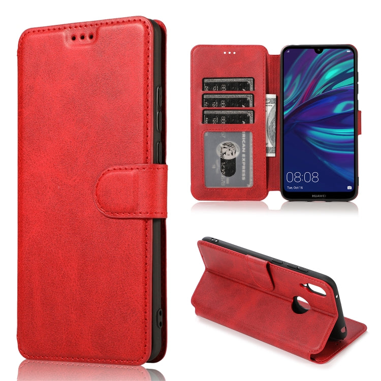 For Huawei Y7 2019 Calf Texture Magnetic Buckle Horizontal Flip Leather Case with Holder & Card Slots & Wallet & Photo Frame