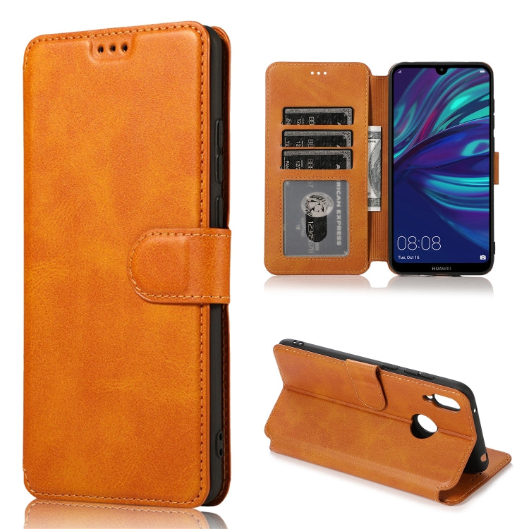 For Huawei Y7 2019 Calf Texture Magnetic Buckle Horizontal Flip Leather Case with Holder & Card Slots & Wallet & Photo Frame