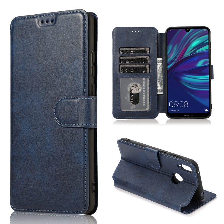 For Huawei Y7 2019 Calf Texture Magnetic Buckle Horizontal Flip Leather Case with Holder & Card Slots & Wallet & Photo Frame