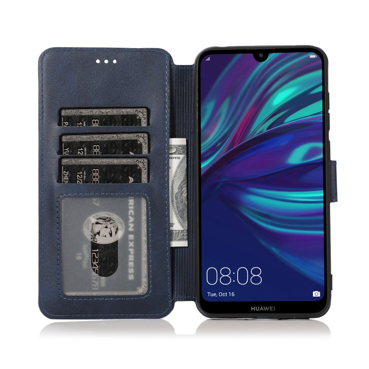 For Huawei Y7 2019 Calf Texture Magnetic Buckle Horizontal Flip Leather Case with Holder & Card Slots & Wallet & Photo Frame