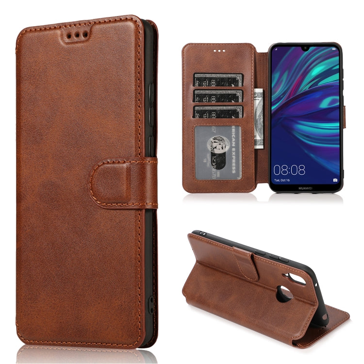 For Huawei Y7 2019 Calf Texture Magnetic Buckle Horizontal Flip Leather Case with Holder & Card Slots & Wallet & Photo Frame