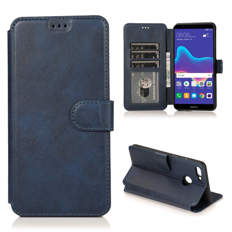 For Huawei Y9 2018 Calf Texture Magnetic Buckle Horizontal Flip Leather Case with Holder & Card Slots & Wallet & Photo Frame