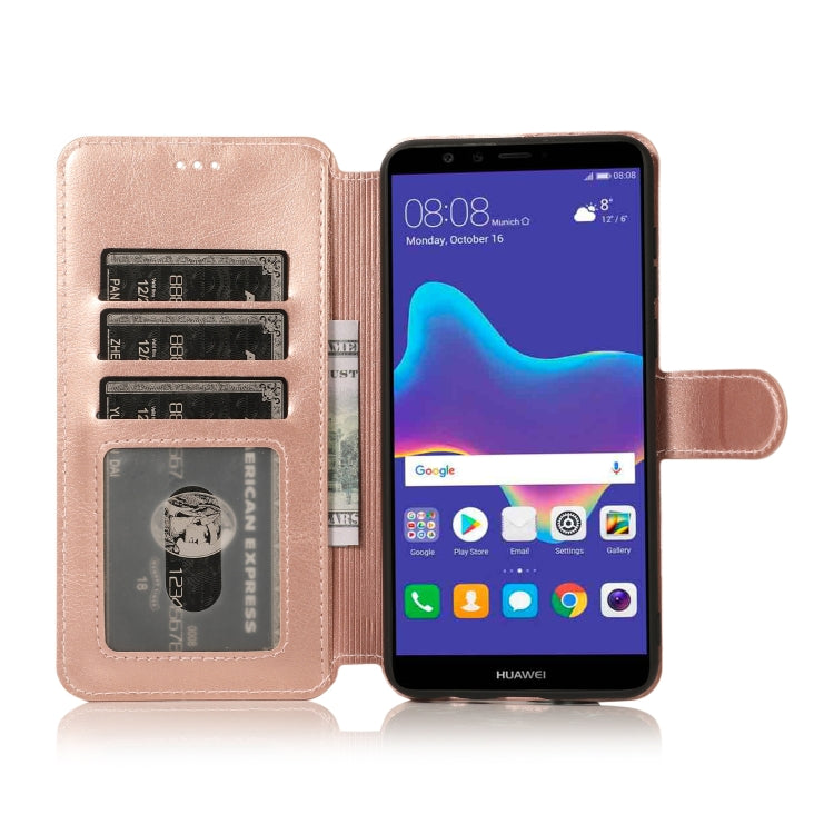 For Huawei Y9 2018 Calf Texture Magnetic Buckle Horizontal Flip Leather Case with Holder & Card Slots & Wallet & Photo Frame
