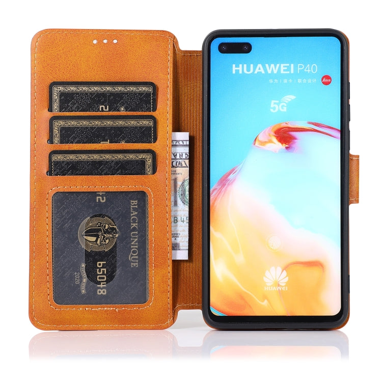 For Huawei P40 Calf Texture Magnetic Buckle Horizontal Flip Leather Case with Holder & Card Slots & Wallet & Photo Frame
