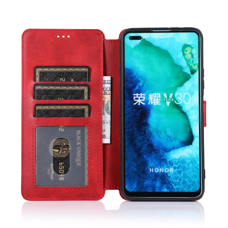 For Huawei Honor V30 Calf Texture Magnetic Buckle Horizontal Flip Leather Case with Holder & Card Slots & Wallet & Photo Frame