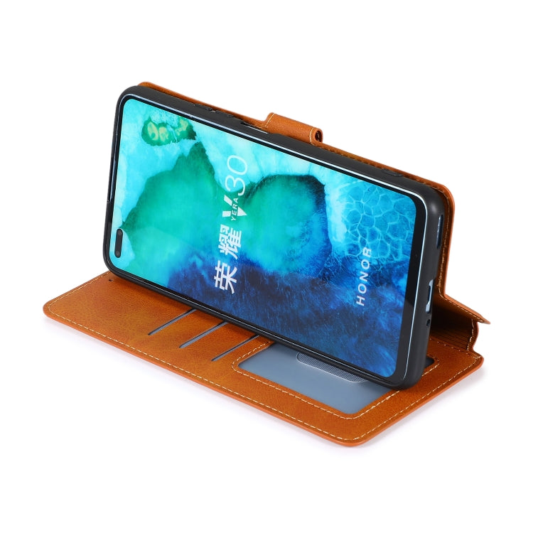 For Huawei Honor V30 Calf Texture Magnetic Buckle Horizontal Flip Leather Case with Holder & Card Slots & Wallet & Photo Frame