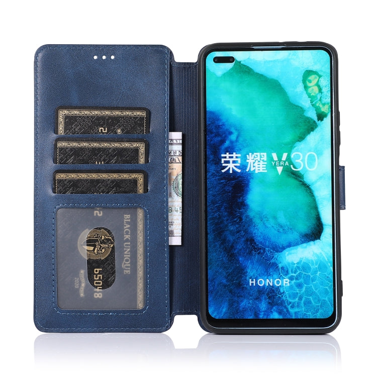 For Huawei Honor V30 Calf Texture Magnetic Buckle Horizontal Flip Leather Case with Holder & Card Slots & Wallet & Photo Frame