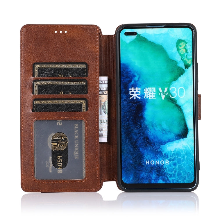 For Huawei Honor V30 Calf Texture Magnetic Buckle Horizontal Flip Leather Case with Holder & Card Slots & Wallet & Photo Frame