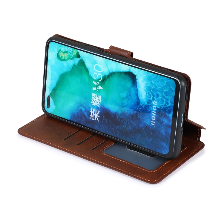 For Huawei Honor V30 Calf Texture Magnetic Buckle Horizontal Flip Leather Case with Holder & Card Slots & Wallet & Photo Frame