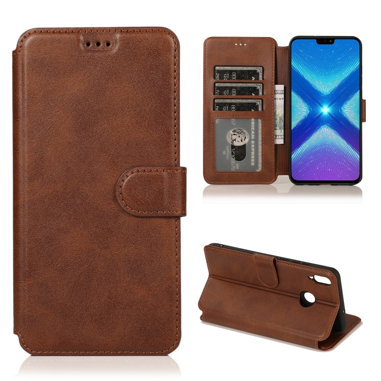For Huawei Honor 8X Calf Texture Magnetic Buckle Horizontal Flip Leather Case with Holder & Card Slots & Wallet & Photo Frame