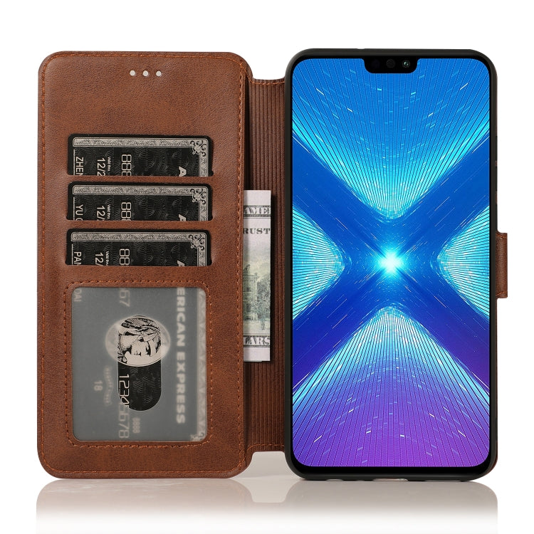 For Huawei Honor 8X Calf Texture Magnetic Buckle Horizontal Flip Leather Case with Holder & Card Slots & Wallet & Photo Frame
