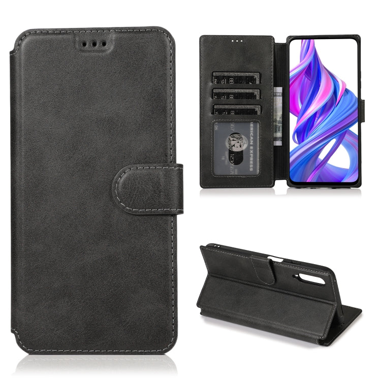 For Huawei Honor 9X Calf Texture Magnetic Buckle Horizontal Flip Leather Case with Holder & Card Slots & Wallet & Photo Frame
