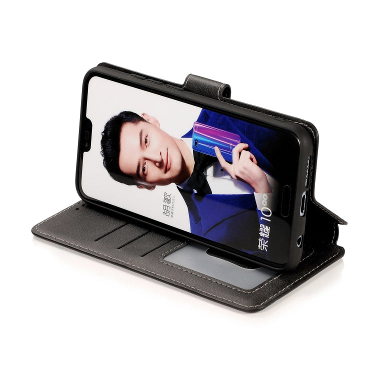 For Huawei Honor 10 Calf Texture Magnetic Buckle Horizontal Flip Leather Case with Holder & Card Slots & Wallet & Photo Frame