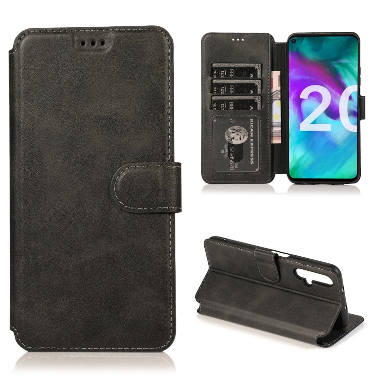 For Huawei Honor 20 Calf Texture Magnetic Buckle Horizontal Flip Leather Case with Holder & Card Slots & Wallet & Photo Frame