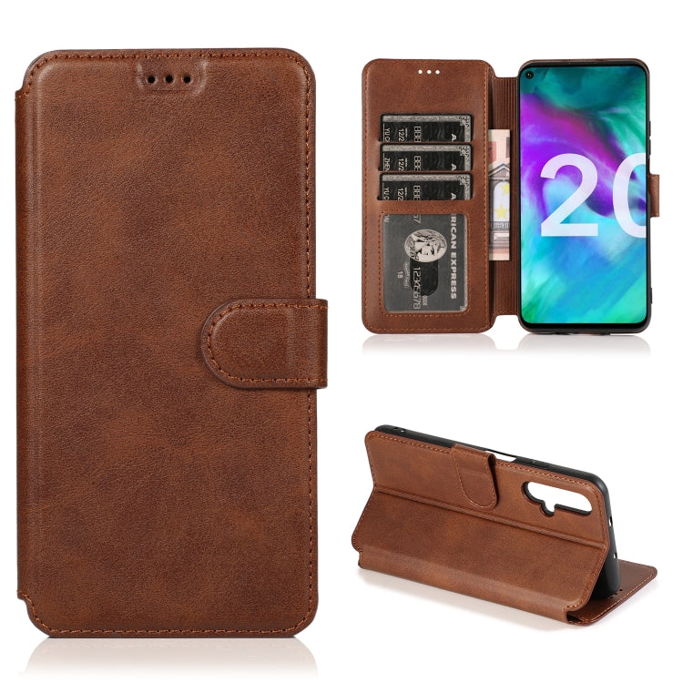 For Huawei Honor 20 Calf Texture Magnetic Buckle Horizontal Flip Leather Case with Holder & Card Slots & Wallet & Photo Frame