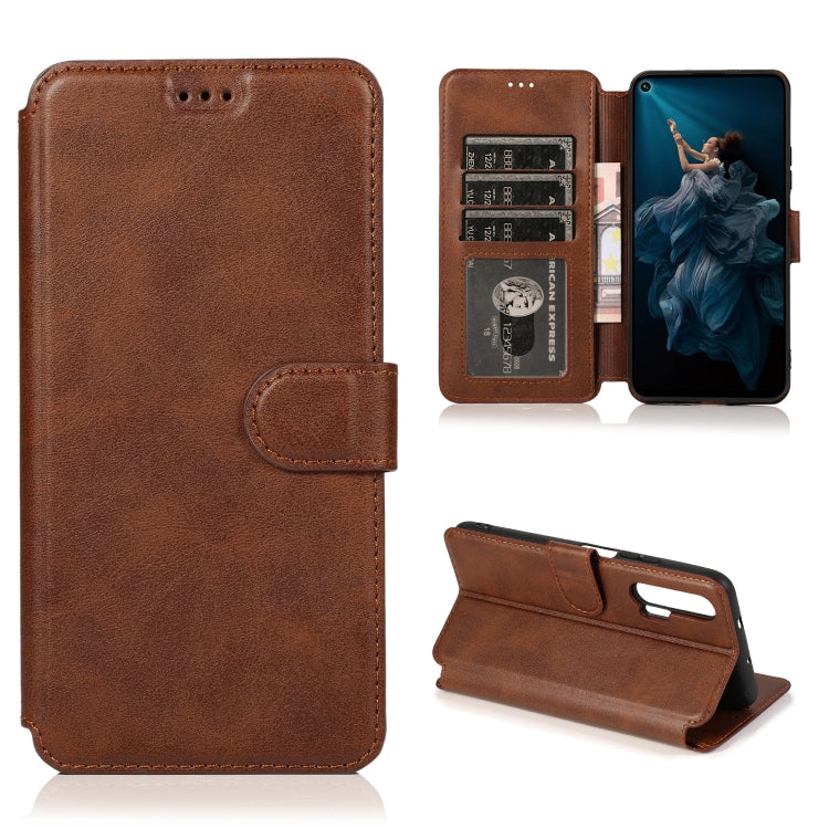 For Huawei Honor 20 Pro Calf Texture Magnetic Buckle Horizontal Flip Leather Case with Holder & Card Slots & Wallet & Photo Frame