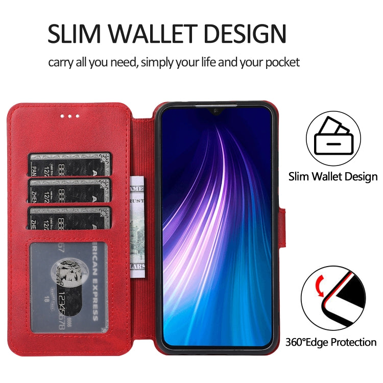 For Xiaomi Redmi Note 8 Calf Texture Magnetic Buckle Horizontal Flip Leather Case with Holder & Card Slots & Wallet & Photo Frame