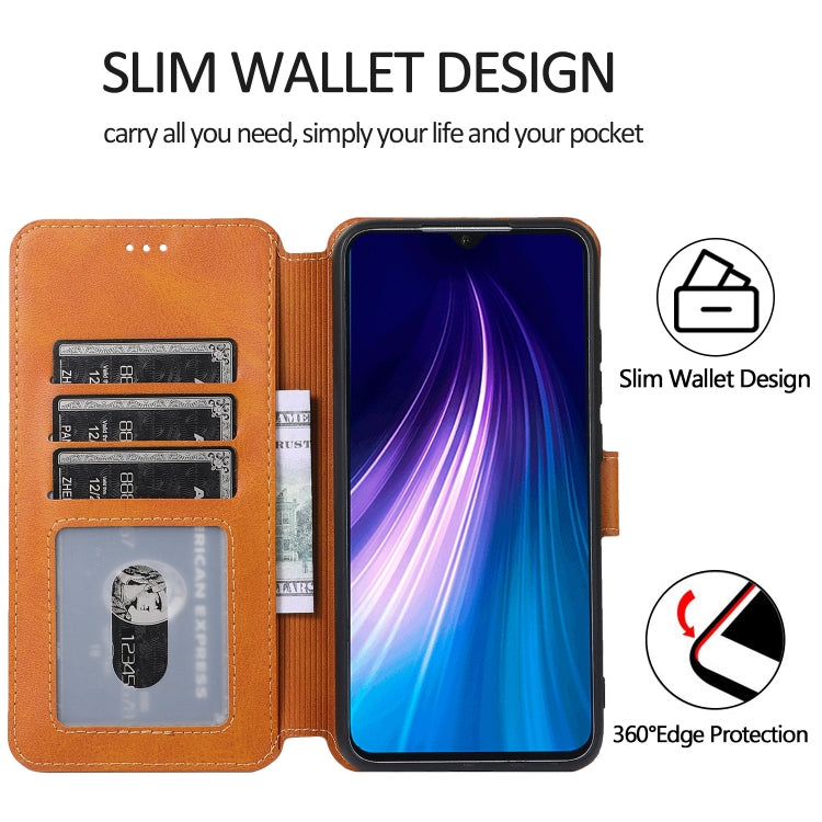 For Xiaomi Redmi Note 8 Calf Texture Magnetic Buckle Horizontal Flip Leather Case with Holder & Card Slots & Wallet & Photo Frame