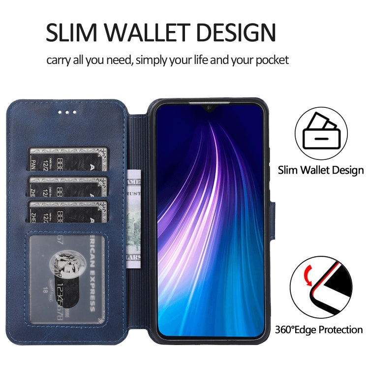 For Xiaomi Redmi Note 8 Calf Texture Magnetic Buckle Horizontal Flip Leather Case with Holder & Card Slots & Wallet & Photo Frame