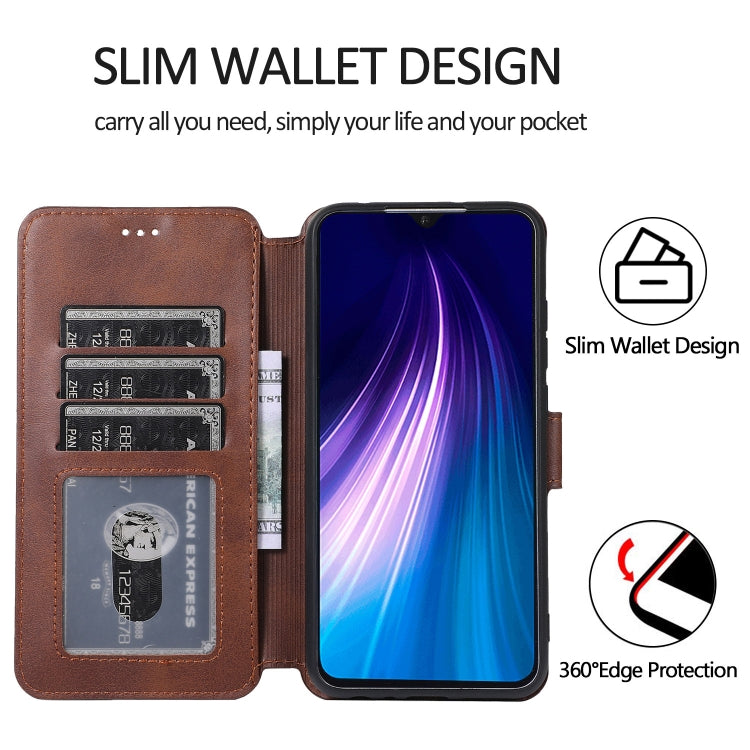 For Xiaomi Redmi Note 8 Calf Texture Magnetic Buckle Horizontal Flip Leather Case with Holder & Card Slots & Wallet & Photo Frame