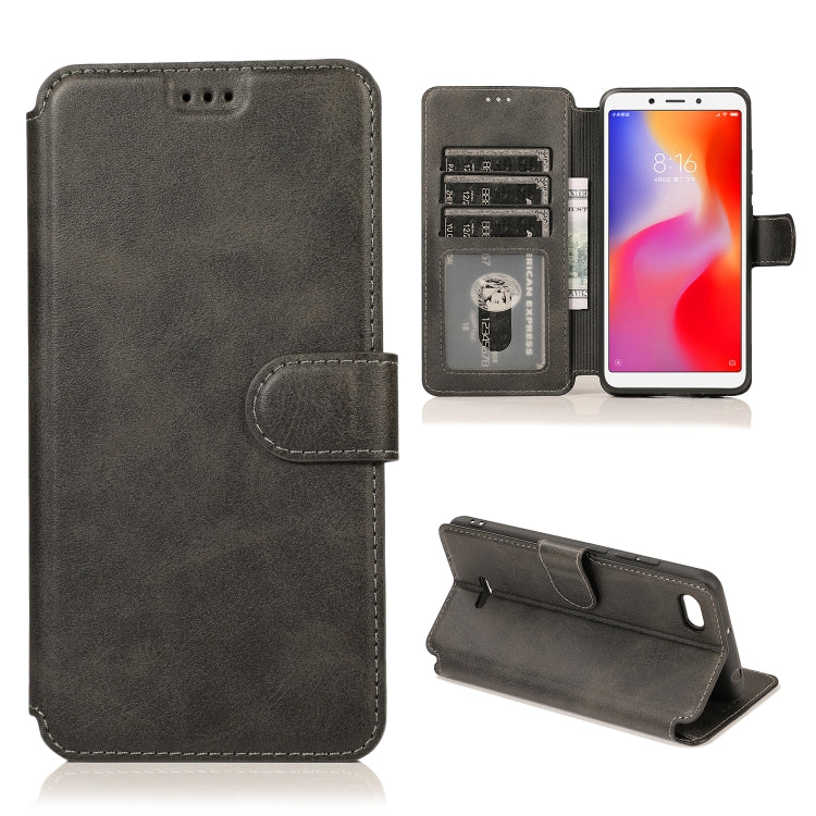 For Xiaomi Redmi 6A Calf Texture Magnetic Buckle Horizontal Flip Leather Case with Holder & Card Slots & Wallet & Photo Frame