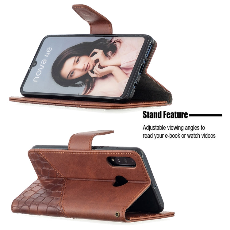 For Huawei P30 Lite Matching Color Crocodile Texture Horizontal Flip PU Leather Case with Holder & Card Slots & Wallet