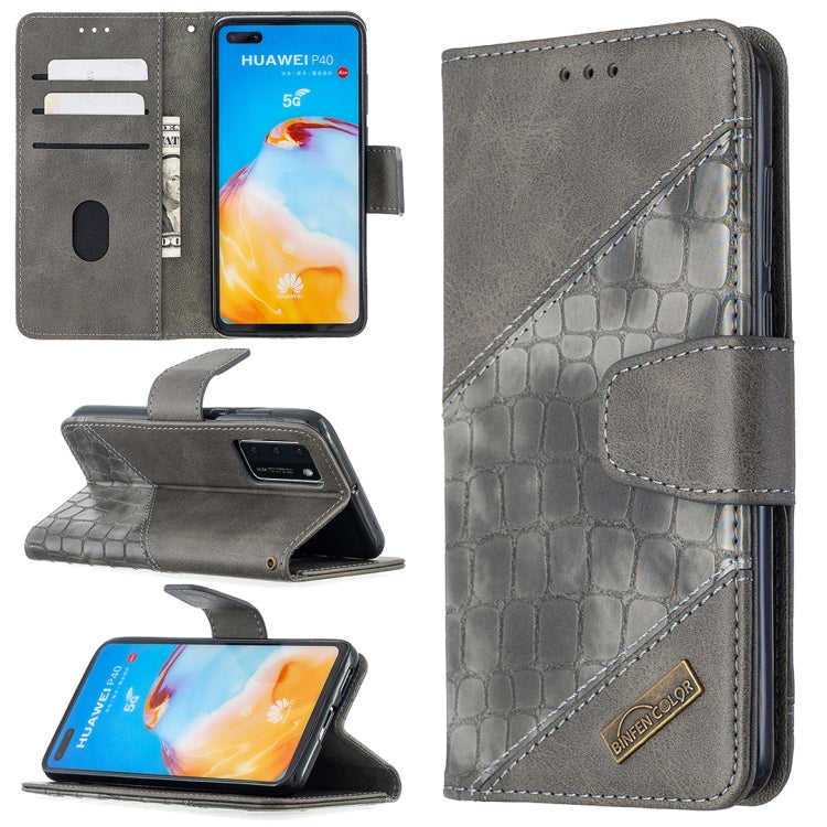 For Huawei P40 Matching Color Crocodile Texture Horizontal Flip PU Leather Case with Holder & Card Slots & Wallet