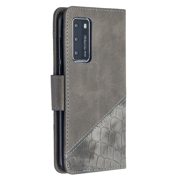 For Huawei P40 Matching Color Crocodile Texture Horizontal Flip PU Leather Case with Holder & Card Slots & Wallet