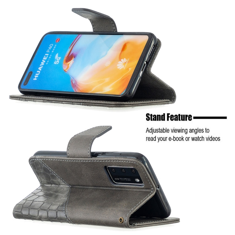For Huawei P40 Matching Color Crocodile Texture Horizontal Flip PU Leather Case with Holder & Card Slots & Wallet