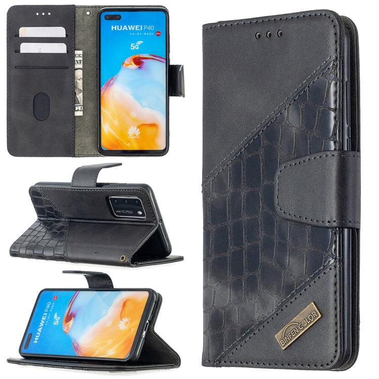 For Huawei P40 Matching Color Crocodile Texture Horizontal Flip PU Leather Case with Holder & Card Slots & Wallet