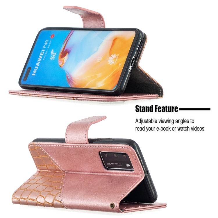 For Huawei P40 Matching Color Crocodile Texture Horizontal Flip PU Leather Case with Holder & Card Slots & Wallet