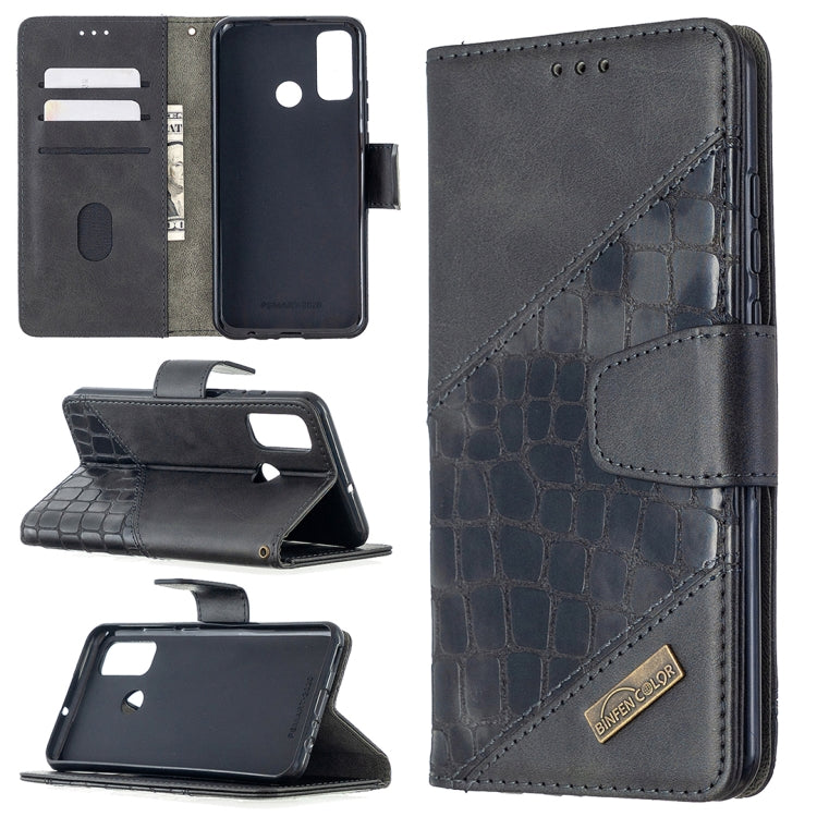 For Huawei P smart 2020 Matching Color Crocodile Texture Horizontal Flip PU Leather Case with Holder & Card Slots & Wallet